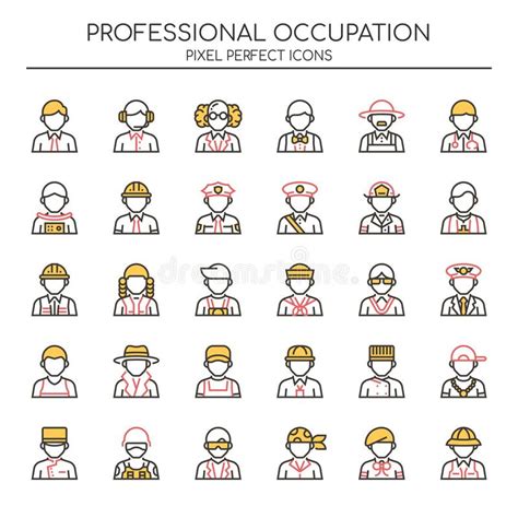 Professional Occupation Thin Line And Pixel Perfect Icons Stock