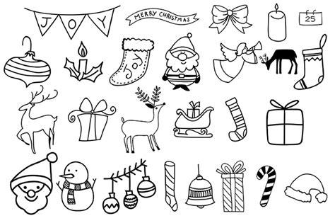 Hand Drawn Christmas Doodles By Carrtoonz | TheHungryJPEG