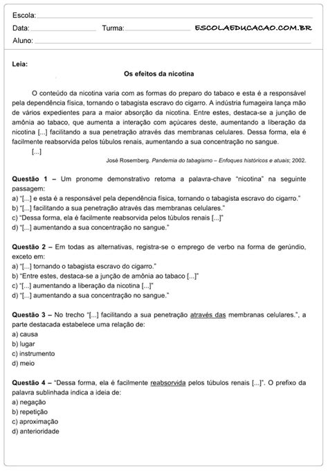 Atividades De Interpretação De Charges Com Gabarito 8o Ano