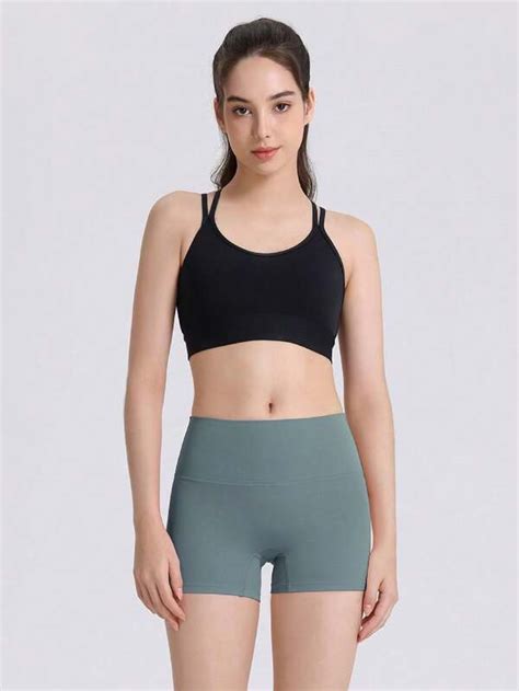 Seamless High Waist Naked Feeling Compression Yoga Shorts With Butt Lifting Design Shein