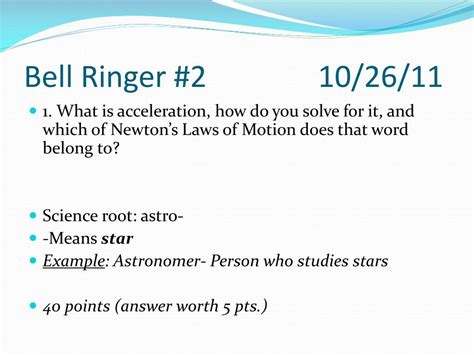 Ppt Science Bell Ringers Powerpoint Presentation Free Download Id