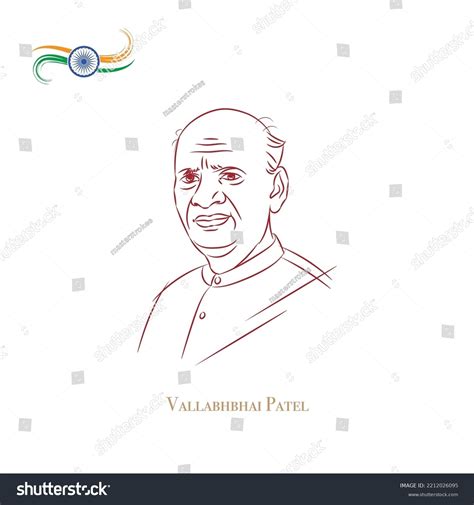 Sardar Vallabhbhai Patel Line Drawing Vector Royalty Free Stock