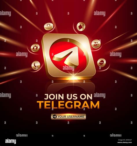 Telegram Square Banner 3d Gold Icon For Business Page Promotion Social