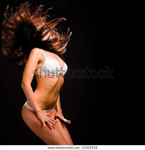 Sexy Woman Lingerie Dancing On Black Stock Photo Shutterstock