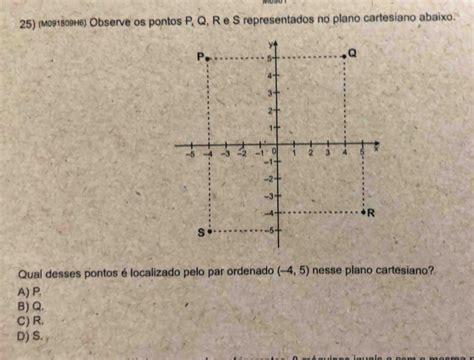 Solved M H Observe Os Pontos P Q R E S Representados No