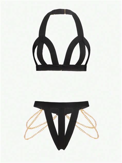 Ensemble de lingerie à chaîne avec découpe Botyka