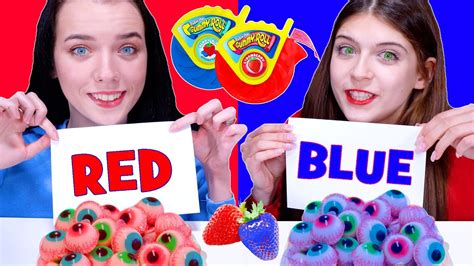 Red Vs Blue Food Challenge Eating Only One Color Food For Hours