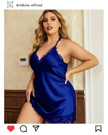 Avidlove Women Lingerie Plus Size Satin Lace Chemise Nightgown Sexy Full Slips Sleepweare Large