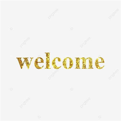 The Word Welcome Written In Gold Glitter On A White Background With An