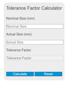 tolerance factor calculator calculator academy