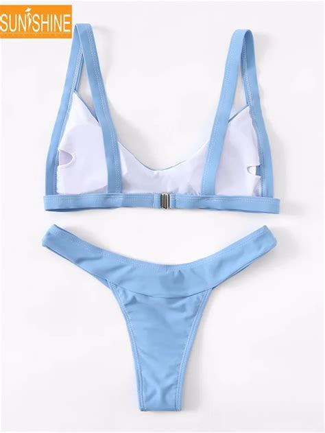 Custom Design Bikini Manufacturers Recycled Fabric High Cut Tiny Cheeky Thong Bikini Oem