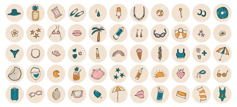 Большой заводной летний набор наклеек doodle модные иллюстрации в ...