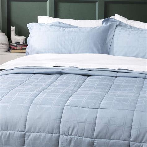 Ddecor Home Willow Cotton Jacquard Comforter Set Queen Bed Sky 500tc