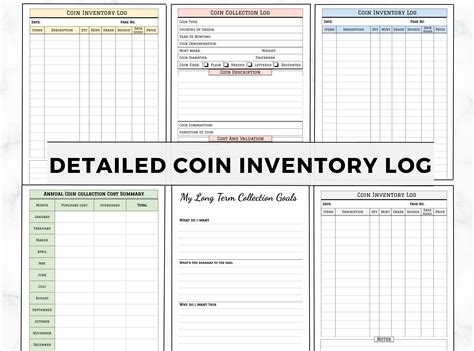 Coin Collection Printable Coin Inventory Log Book for Coin - Etsy
