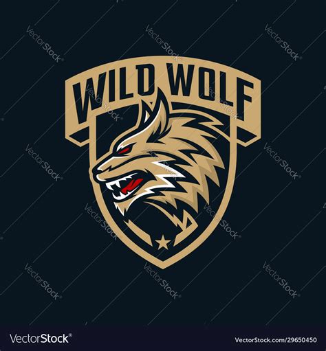 Wild Wolf Esport Mascot Logo Design Royalty Free Vector