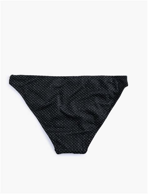 Siyah Kad N Simli Bikini Alt Normal Bel Dokulu Sak Bm Koton
