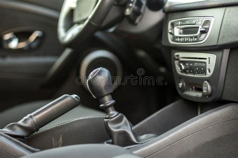 Interior De Couro Do Preto Luxuoso Do Carro Detalhe Do Close Up De