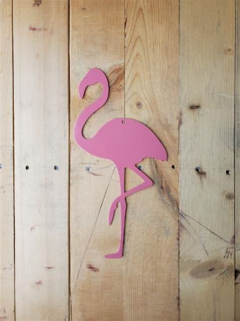 Flamingo Metal Sign Pink Flamingos Metal Wall Hanging Art Etsy