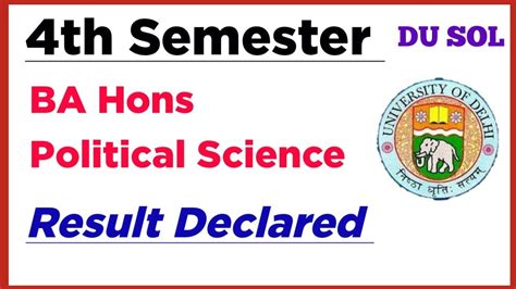 Sol Ba Hons Political Science Fourth Semester Result Declared