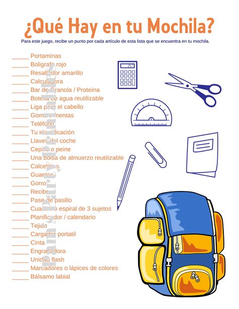 What S In Your Backpack Qu Hay En Tu Mochila Espa Ol Etsy