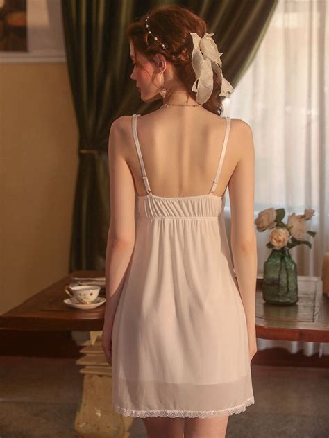 Lace Bow Sexy Lingerie Dress With Robe Aranmei