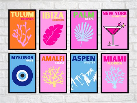 Preppy Beach Posters Digital Download Preppy Beach Wall Art Preppy Dorm