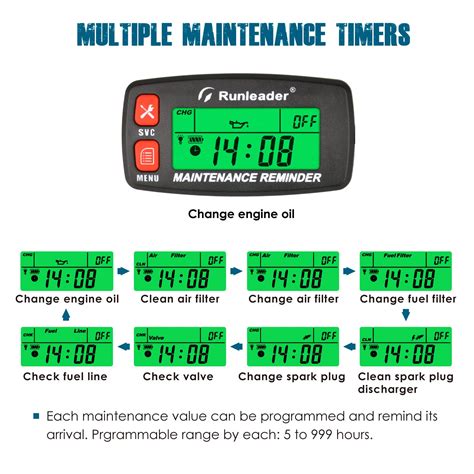 Mua Runleader Digital Maintenance Tach Hour Meter Gauge Rpm Alert