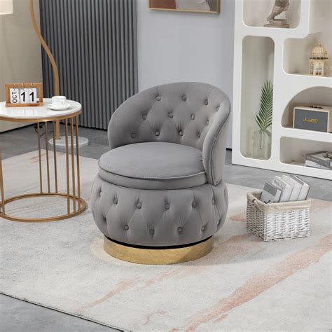 Holaki 360 Degree Swivel Cuddle Barrel Accent Storage Chairs Round