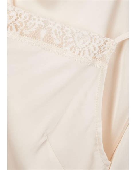 Simone Perele Satin Secrets Lace Trimmed Satin Camisole In Natural Lyst