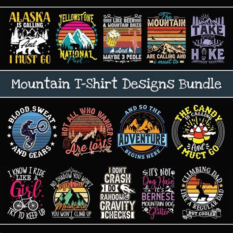 Mountain Svg T Shirt Designs Bundle Master Bundles