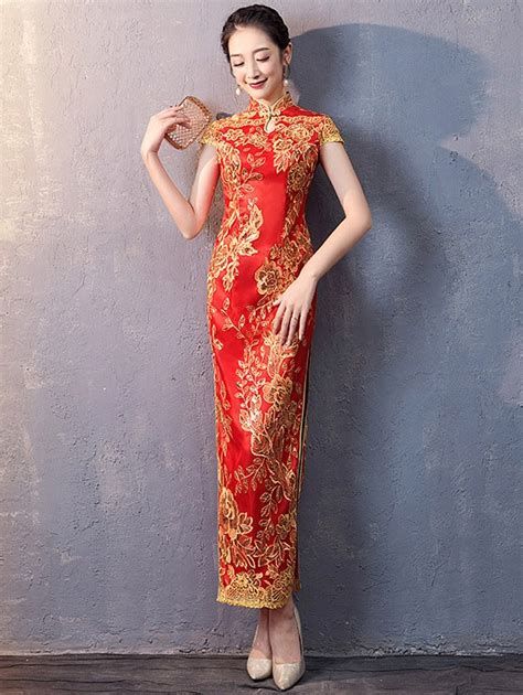 Traditional Chinese Long Red Cheongsam Qipao Ubicaciondepersonas Cdmx