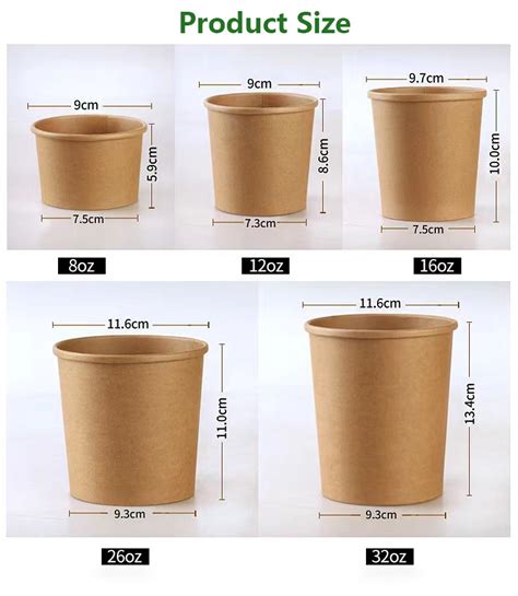 Biodegradable Disposable Recycled Oz Hot Kraft Paper Food Cup Soup Container With Pe Coating