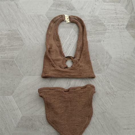 Hunza G One Size Halter Bikini Set In Color Cocoa Depop