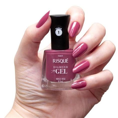 Esmalte Risqué Diamond Gel Hibisco Rosa Cremoso 9 5ml Fikbella Fikbella