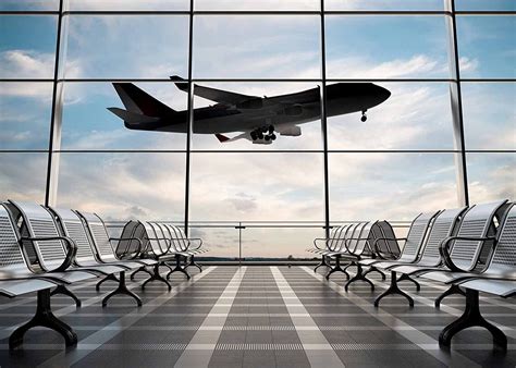 Airport Terminal Backdrop Airplane Departure Lounge Window Etsy