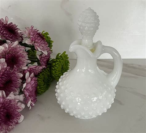 Avon White Milk Hob Nob Glass Perfume Or Essential Oil Bottle 1970s