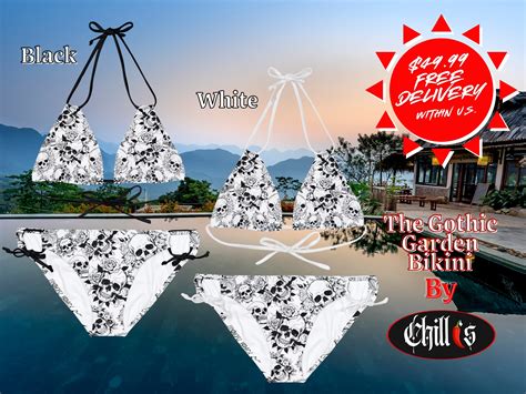 Gothic Bikini Bikini Bikini Top Bikini Bottom Bikini Set Bathing Suit Swimsuit Skull