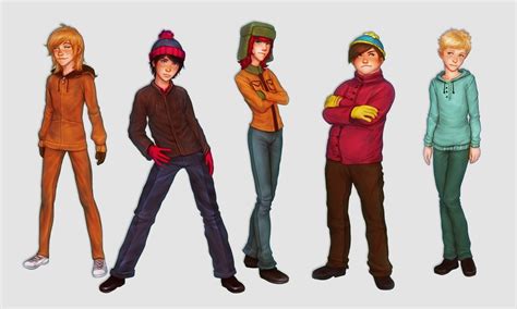 Stan Marsh Kenny Mccormick Kyle Broflovski Eric Cartman And Butters Stotch South Park