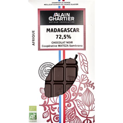 Tablette Chocolat Noir Bio Artisanal Madagascar 72 5 Alain CHARTIER