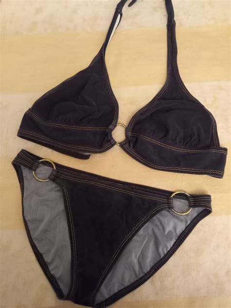 Rare Robin Piccone Bikini Vintage Denim Designer Swim Gem
