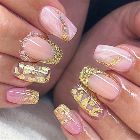 Classy Nude Nails With Gold Foil You Will Love Nail Designs Daily