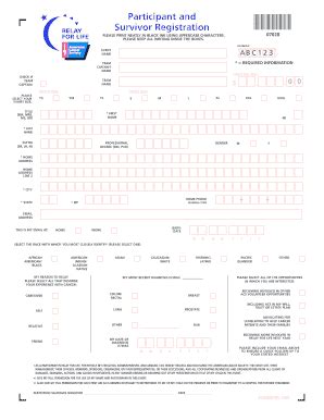 Fillable Online Relay Acsevents Participant And Survivor Registration