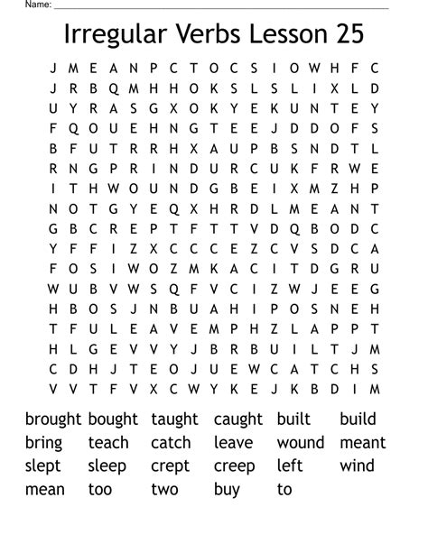 Irregular Verbs Wordsearch Artofit Hot Sex Picture