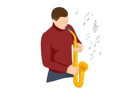 Isometric Man Playing Saxophone Jazz Royalty Free Vector