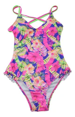 pk m Bikini De Una Pieza Con Tiras De Neón Sin Espalda E Meses sin interés