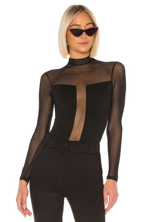 Superdown Sunnie Mock Neck Bodysuit In Black Revolve