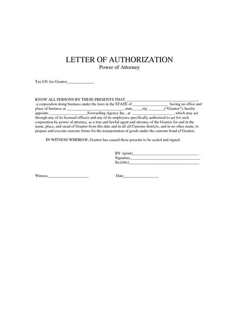 Letter Of Attorney Template Printable Sample Power Of Attorn