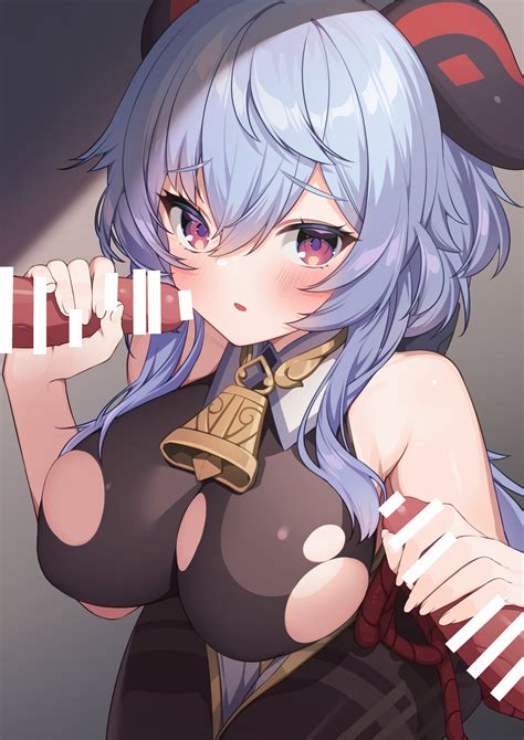 Rule 34 Bell Big Breasts Blue Hair Blush Censor Bar Censored Chinese Clothes Clothing Cowbell