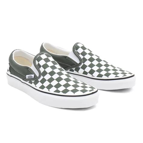 Chaussures Checkerboard Classic Slip On Vert Vans