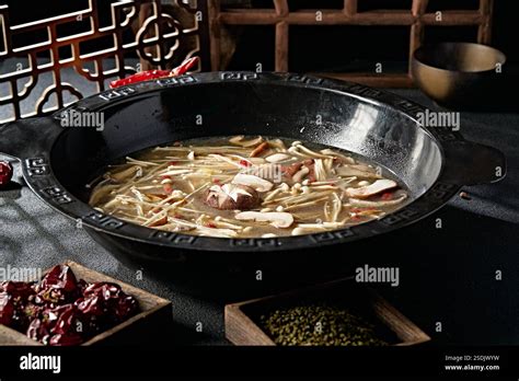 Delicious Hot Pot Base Wild Mushroom Soup Stock Photo Alamy